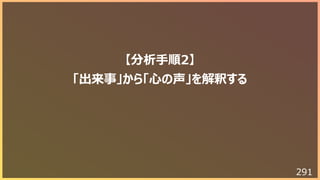 291
【分析⼿順2】
「出来事」から「⼼の声」を解釈する
 