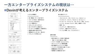 一方エンタープライズシステムの現状は…
◼Devinが考えるエンタープライズシステム
 