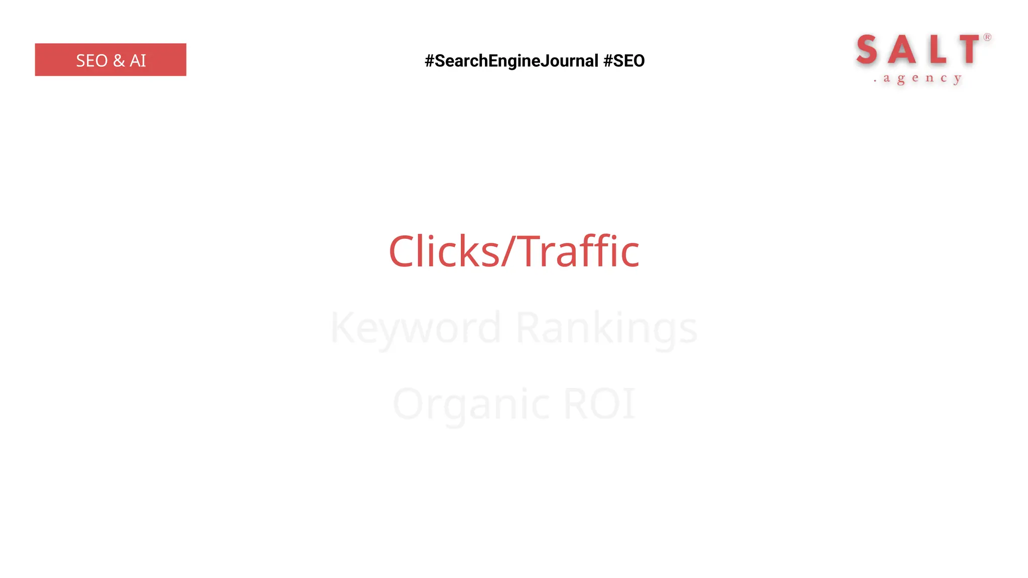 Clicks/Traffic
Keyword Rankings
Organic ROI
#SearchEngineJournal #SEO
SEO & AI
 