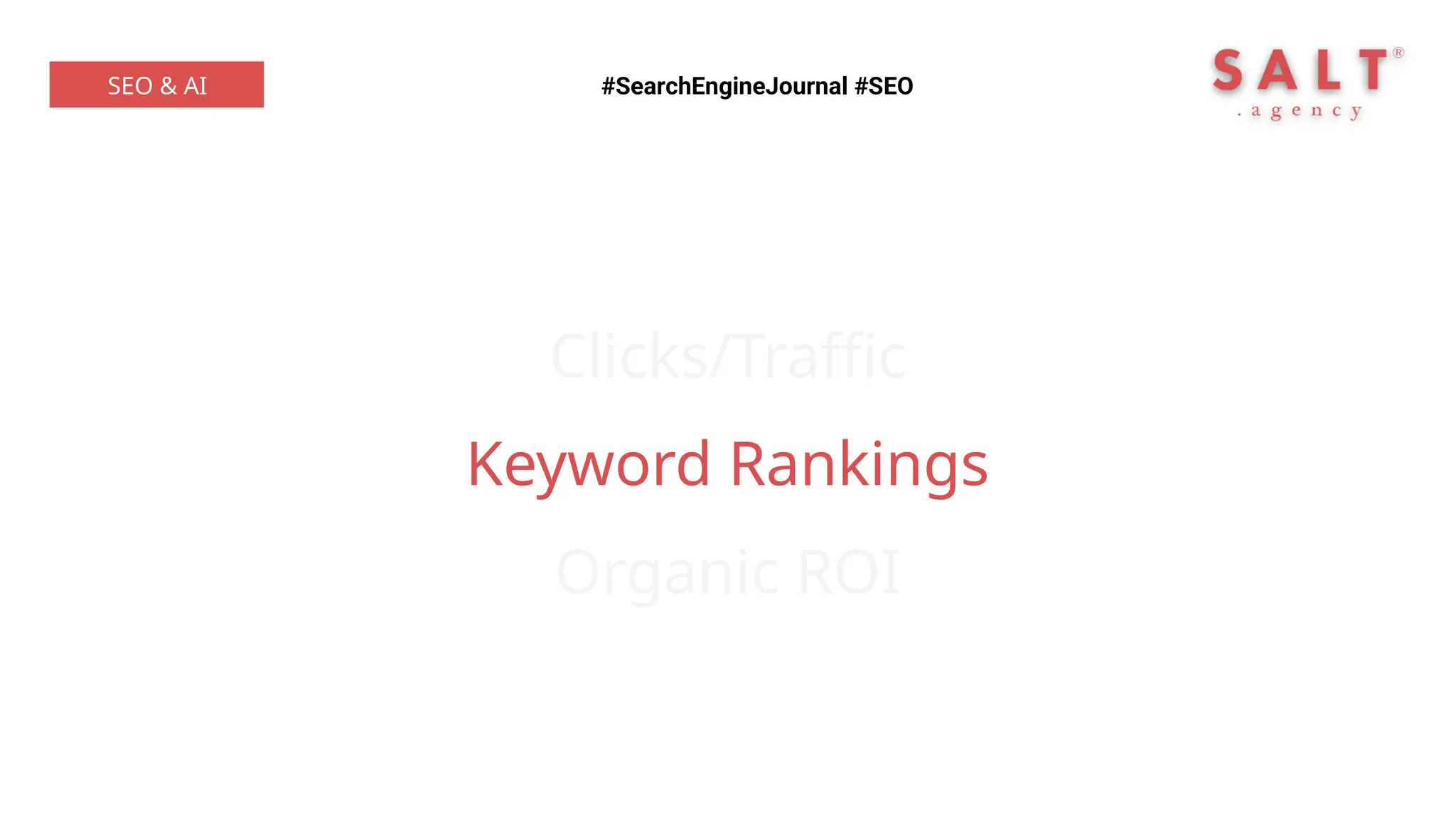 Clicks/Traffic
Keyword Rankings
Organic ROI
#SearchEngineJournal #SEO
SEO & AI
 