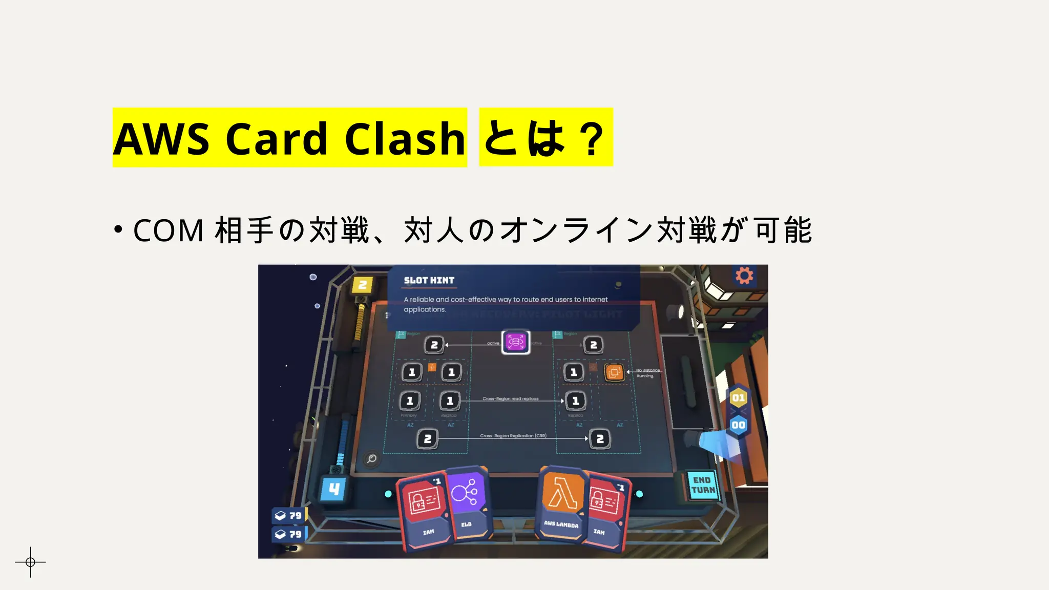 AWS Card Clash とは？
• COM 相手の対戦、対人のオンライン対戦が可能
 