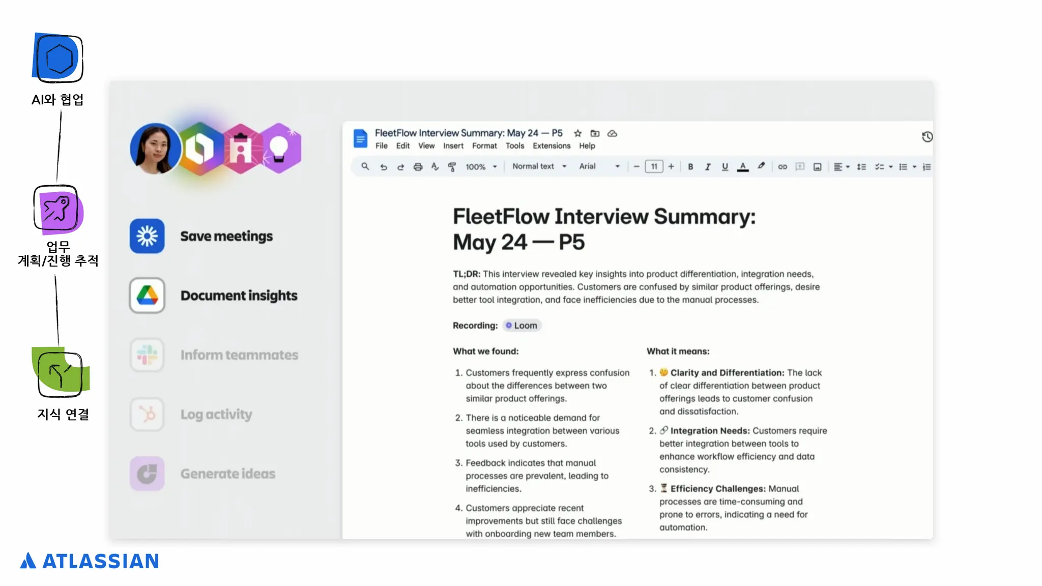 지식 연결
업무
계획/진행 추적
AI와 협업
 