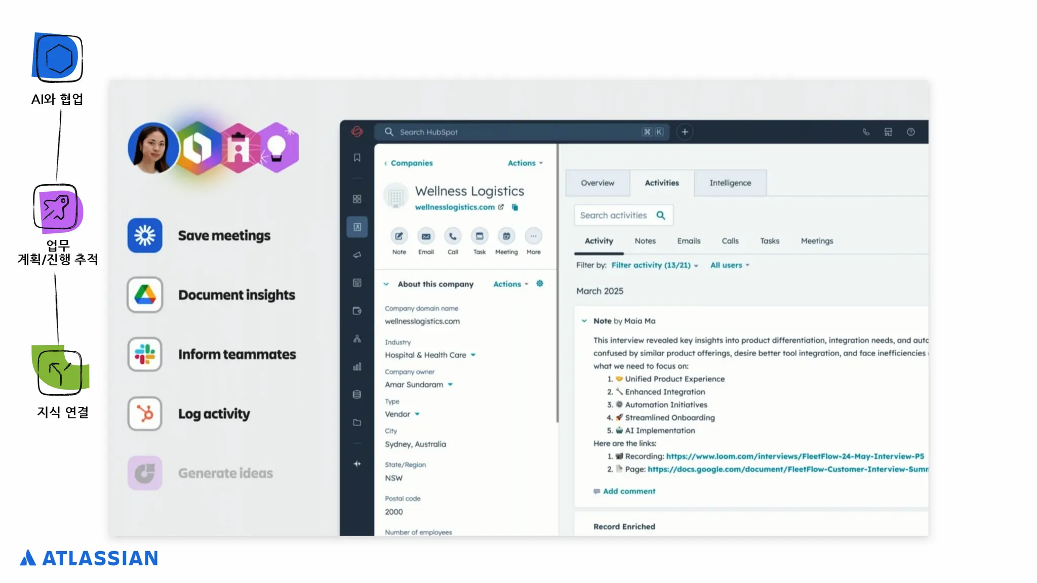 지식 연결
업무
계획/진행 추적
AI와 협업
 