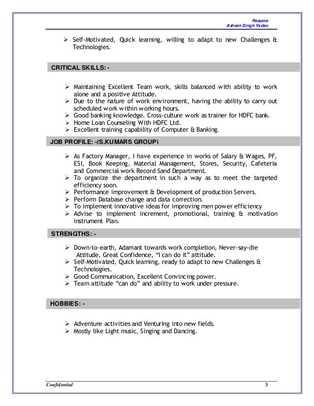 quick learner resumes