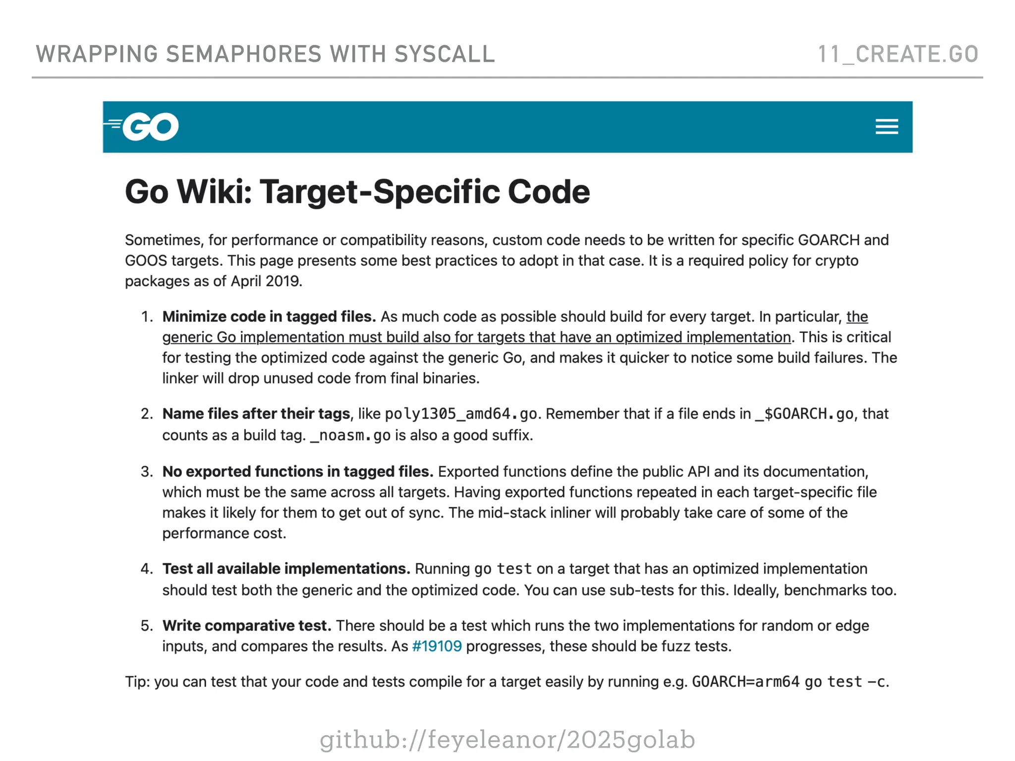 github://feyeleanor/2025golab
WRAPPING SEMAPHORES WITH SYSCALL 11_CREATE.GO
 