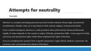 Attempts for neutrality
Example
 