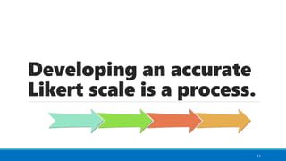 Developing an accurate
Likert scale is a process.
11
 