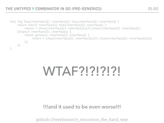Y Combinator Functional Programming The Y Combinator, a Lightning Talk from GoLab 2025 | PDF
