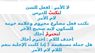 :
‫ـئ‬
‫ش‬‫ـ‬
‫ل‬‫ـ‬
‫ا‬ ‫ـ‬
‫ل‬‫ـ‬
‫ع‬‫ـ‬
‫ف‬‫ـ‬
‫ا‬ ‫ـ‬
‫ر‬‫ـ‬
‫م‬‫ـ‬
‫أل‬‫ـ‬
‫ا‬ ‫ـ‬
‫ال‬
‫ل‬
ْ
‫ـب‬
‫ت‬‫ـ‬
‫ك‬‫ـ‬
‫ت‬
‫ـس‬
‫ر‬‫ـ‬
‫د‬‫ـ‬
‫ل‬‫ـ‬
‫ا‬
‫ـر‬
‫م‬‫ـ‬
‫أل‬‫ـ‬
‫ا‬ ‫ـ‬
‫م‬‫ـ‬
‫ال‬
‫ـه‬
‫م‬‫ـ‬
‫ز‬‫ـ‬
‫ج‬ ‫ـ‬
‫ة‬‫ـ‬
‫م‬‫ـ‬
‫ال‬‫ـ‬
‫ع‬‫ـ‬
‫و‬ ‫ـ‬
‫م‬‫ـ‬
‫و‬‫ـ‬
‫ز‬‫ـ‬
‫ج‬‫ـ‬
‫م‬ ‫ـ‬
‫ع‬‫ـ‬
‫ر‬‫ـ‬
‫ا‬‫ـ‬
‫ض‬‫ـ‬
‫م‬ ‫ـ‬
‫ل‬‫ـ‬
‫ع‬‫ـ‬
‫ف‬ ‫ـ‬
‫ب‬‫ـ‬
‫ت‬‫ـ‬
‫ك‬‫ـ‬
‫ت‬
‫ـر‬
‫خ‬‫ـ‬
‫آل‬‫ـ‬
‫ا‬ ‫ـ‬
‫ح‬‫ـ‬
‫ي‬‫ـ‬
‫ح‬‫ـ‬
‫ص‬ ‫ـ‬
‫ه‬‫ـ‬
‫ن‬‫ـ‬
‫ال‬ ‫ـ‬
‫ن‬‫ـ‬
‫و‬‫ـ‬
‫ك‬‫ـ‬
‫س‬‫ـ‬
‫ل‬‫ـ‬
‫ا‬
‫ل‬
ْ‫ـم‬
‫ر‬‫ـ‬
‫ت‬‫ـ‬
‫ح‬‫ـ‬
‫ت‬
‫ـك‬
‫ا‬‫ـ‬
‫خ‬‫ـ‬
‫أ‬
:
‫ـك‬
‫ا‬‫ـ‬
‫خ‬‫ـ‬
‫أ‬ ‫ـ‬
‫م‬‫ـ‬
‫ر‬‫ـ‬
‫ت‬‫ـ‬
‫ح‬‫ـ‬
‫ا‬ ‫ـ‬
‫م‬‫ـ‬
‫ال‬‫ـ‬
‫ل‬‫ـ‬
‫ا‬ ‫ـ‬
‫ف‬‫ـ‬
‫ذ‬‫ـ‬
‫ح‬‫ـ‬
‫ا‬
‫ـم‬
‫ع‬‫ـ‬
‫ن‬‫ـ‬
‫ب‬ ‫ـ‬
‫ة‬‫ـ‬
‫ب‬‫ـ‬
‫ا‬‫ـ‬
‫ج‬‫ـ‬
‫إل‬‫ـ‬
‫ا‬ ‫ـ‬
‫ت‬‫ـ‬
‫ن‬‫ـ‬
‫ا‬‫ـ‬
‫ك‬ ‫ـ‬
‫ا‬‫ـ‬
‫ذ‬‫ـ‬
‫إ‬ ‫ـ‬
‫؟‬ ‫ـ‬
‫ة‬‫ـ‬
‫م‬‫ـ‬
‫ي‬‫ـ‬
‫ق‬‫ـ‬
‫ت‬‫ـ‬
‫س‬‫ـ‬
‫م‬ ‫ـ‬
‫ة‬‫ـ‬
‫ل‬‫ـ‬
‫م‬‫ـ‬
‫ج‬ ‫ـ‬
‫ل‬‫ـ‬
‫ه‬
‫ـر‬
‫م‬‫ـ‬
‫أل‬‫ـ‬
‫ا‬ ‫ـ‬
‫م‬‫ـ‬
‫ال‬ ‫ـ‬
‫م‬‫ـ‬
‫ال‬‫ـ‬
‫ل‬‫ـ‬
‫ا‬
 