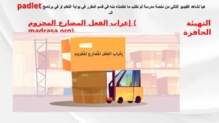 padlet ‫برنامج‬ ‫في‬ ‫أو‬ ‫التعلم‬ ‫بوابة‬ ‫في‬ ‫المقرر‬ ‫قسم‬ ‫في‬ ‫منه‬ ‫تعلمناه‬ ‫ما‬ ‫نكتب‬ ‫ثم‬ ‫مدرسة‬ ‫منصة‬ ‫من‬ ‫التالي‬ ‫الفيديو‬ ‫نشاهد‬ ‫هيا‬
‫الــ‬
‫التهيئة‬
‫الحافزة‬
‫المجزوم‬ ‫المضارع‬ ‫الفعل‬ ‫إعراب‬ (
madrasa.org)
 