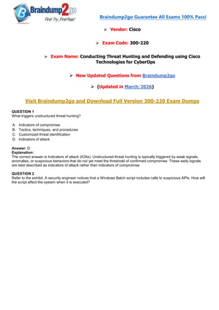 [2026-New]Braindump2go 300-220 Exam Dumps(1-33) | PDF