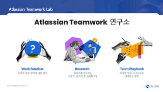 오픈소
스컨설팅회사소
개서 | 3
Atlassian Teamwork Lab
다양한 업무 시나리오에
대처하는 방법
팀워크를 연구하는
전문가, 분석가 및 심리학자들
미래의 업무 방식에 대한 연구
Atlassian Teamwork 연구소
 