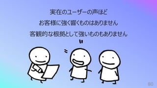 80
実在のユーザーの声ほど
お客様に強く響くものはありません
客観的な根拠として強いものもありません
 