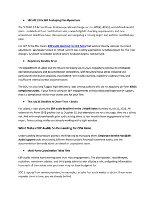 Support Statement Real Examples Effective Planning for Employee Benefit Plan Audits in 2026 | PDF