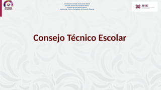 Consejo Técnico Escolar
Coordinación General de Educación Básica
Dirección General de Educación Básica
Dirección de Educación Especial
Subdirección Técnico-Pedagógica de Educación Especial
 