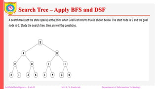 Search Tree – Apply BFS and DSF
Artificial Intelligence – Unit-II Mr. R. N. Kankrale Department of Information Technology
 