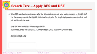 Search Tree – Apply BFS and DSF
Artificial Intelligence – Unit-II Mr. R. N. Kankrale Department of Information Technology
 
