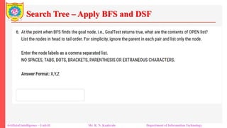 Search Tree – Apply BFS and DSF
Artificial Intelligence – Unit-II Mr. R. N. Kankrale Department of Information Technology
 