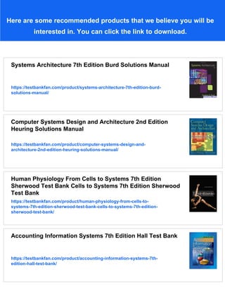 Systems Architecture 7th Edition Burd Test Bank | PDF