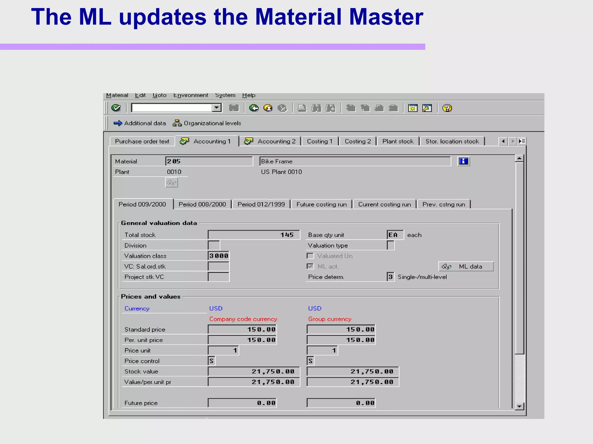 The ML updates the Material Master
 