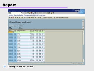 Report
The Report can be used to
 