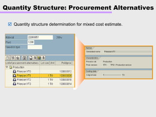 Quantity Structure: Procurement Alternatives
Quantity structure determination for mixed cost estimate.
 