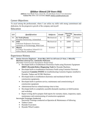Iftikhar Ahmed - Senior Service Engineer | PDF