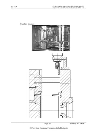 C. F. P. CONCEVOIR UN PRODUIT INJECTE
Page 46 Module N° 2029
© Copyright Centre de Formation de la Plasturgie
Moule 3 plaques
 