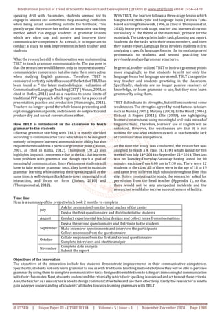 An Evaluation of Implementing Task Based Language Teaching TBLT to ...