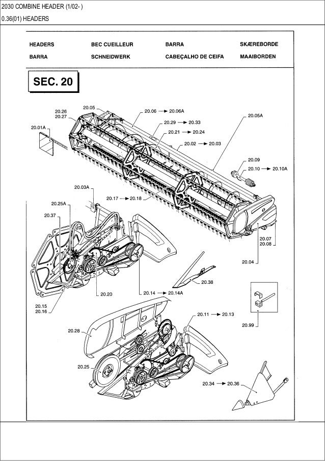 CASE 2030 Combine header parts catalog