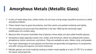 Comprehensive Overview of Amorphous Metals and Alloy Specification ...
