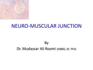 NEURO-MUSCULAR JUNCTION
By
Dr. Mudassar Ali Roomi (MBBS, M. Phil)
 