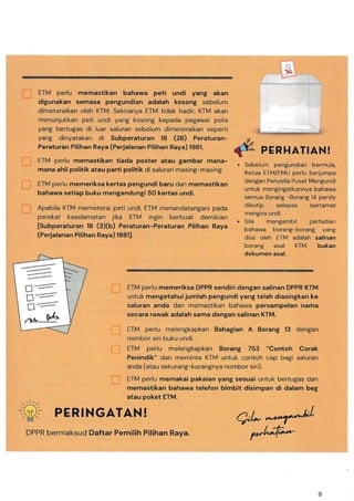 Undi Cap Buku Panduan Ejen Tempat Mengundi dan Ejen Mengira Undi First Edition ...