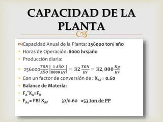 
CAPACIDAD DE LA
PLANTA
 