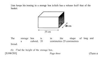 Storage Unit Volume Volume and surface area of solid objects | PPTX