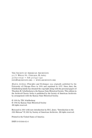Theodore R.schellenberg Modern Archives Principles Techniques T R Schellenberg H G Jones | PDF