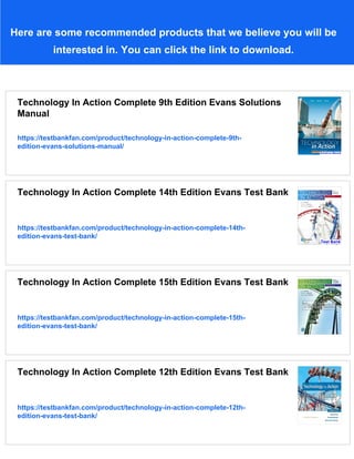 Technology In Action Complete 9th Edition Evans Test Bank | PDF