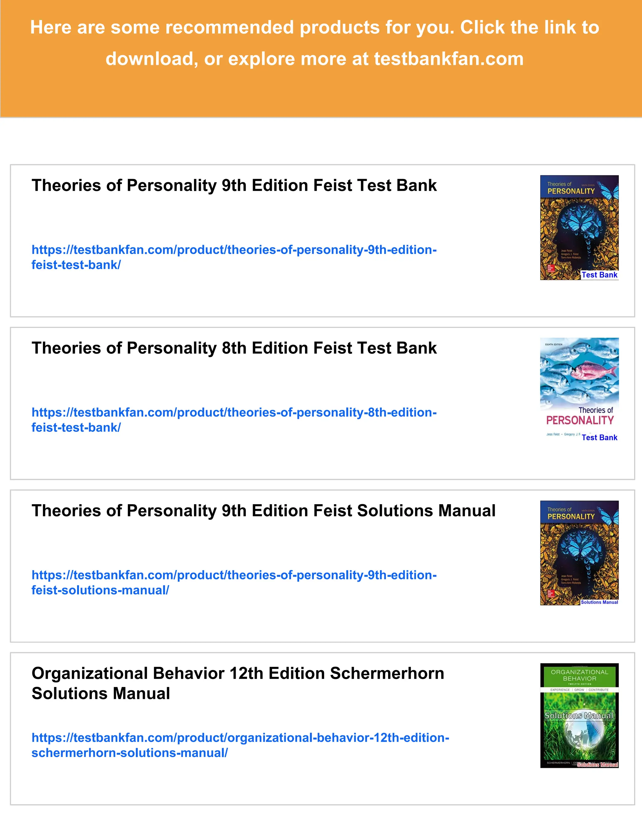 Theories Of Personality 7th Edition Feist Test Bank Pdf