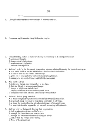 Theories of Personality 7th Edition Feist Test Bank | PDF