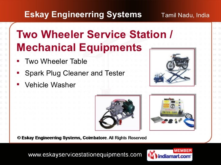 Service Station Equipment by Eskay Engineerring Systems, Coimbatore