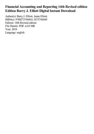 Financial Accounting and Reporting 14th Revised edition Edition Barry J ...