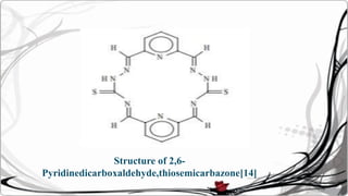 Structure of 2,6-
Pyridinedicarboxaldehyde,thiosemicarbazone[14]
 