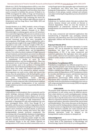 Review on Biodegradation of Plastic Waste by Micro Organisms | PDF