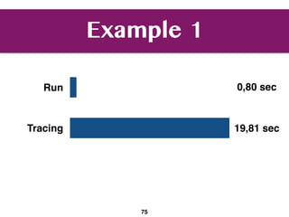Example 1
75
Run
Tracing
Frame  
evaluation
0,80 sec
19,81 sec
0,81 sec
 