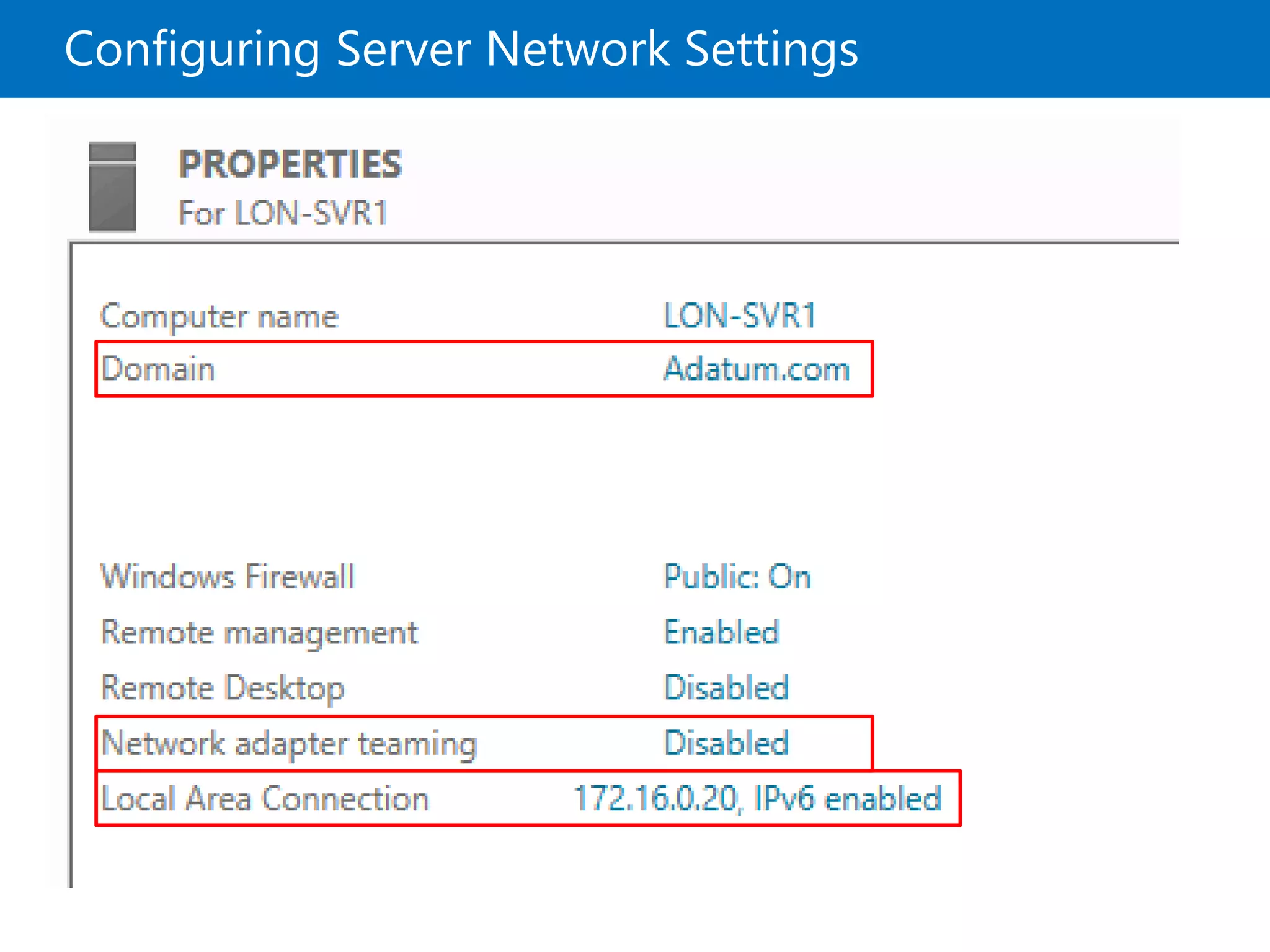 Configuring Server Network Settings
 