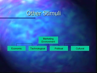 Other Stimuli



                      Marketing
                     Environment

Economic    Technological      Political   Cultural
 