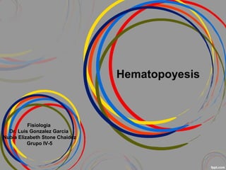 Hematopoyesis

Fisiologia
Dr. Luis Gonzalez Garcia
Nubia Elizabeth Stone Chaidez
Grupo IV-5

 
