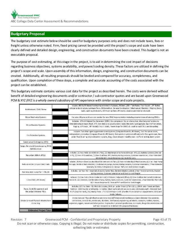 Sample Abc College Data Center Assessment Recommendations