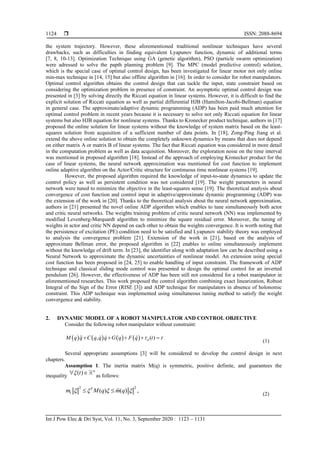 Adaptive dynamic programing based optimal control for a robot ...