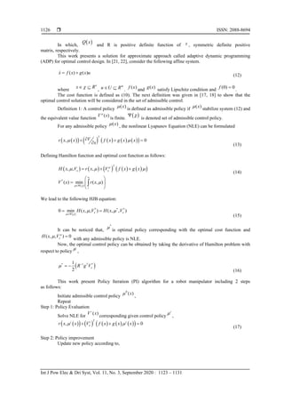 Adaptive dynamic programing based optimal control for a robot ...